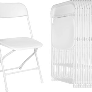 LUCKYERMORE White Folding Chairs, 330lbs, Set of 12