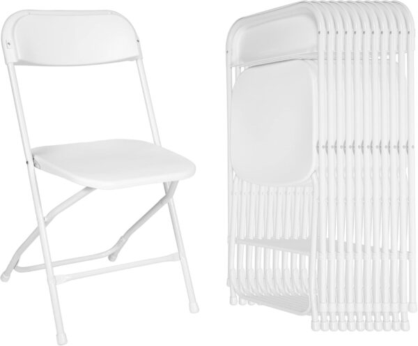 LUCKYERMORE White Folding Chairs, 330lbs, Set of 12