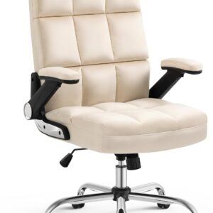 SEATZONE Ergonomic High Back Office Chair, Beige, Thick Padding
