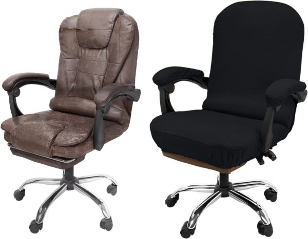 NeColorLife Office Chair Cover, Stretchable Jacquard, Large, Black