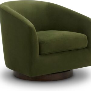 CHITA Swivel Accent Chair, Velvet Barrel, Forest Green