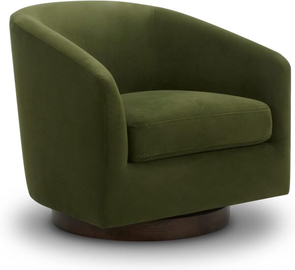 CHITA Swivel Accent Chair, Velvet Barrel, Forest Green