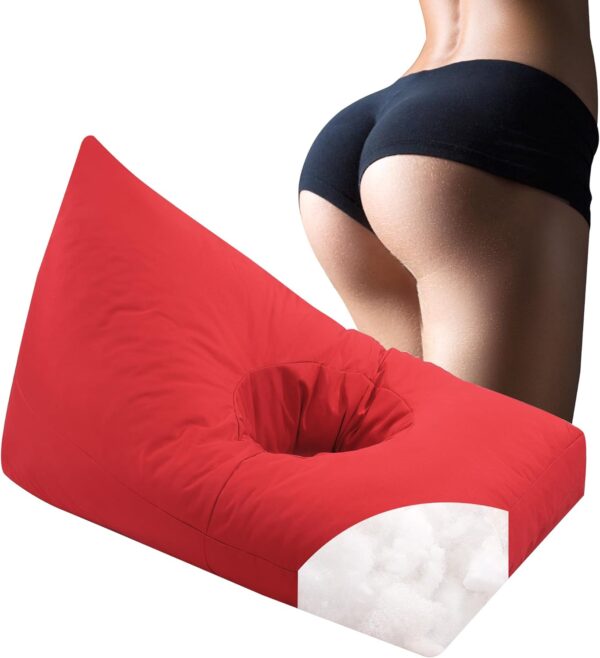 HOMBYS BBL Bean Bag Chair with Hole, Red, Shredded Foam