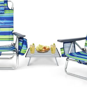 Tangkula Folding Beach Chair with Cooler, Table, and Backpack Straps