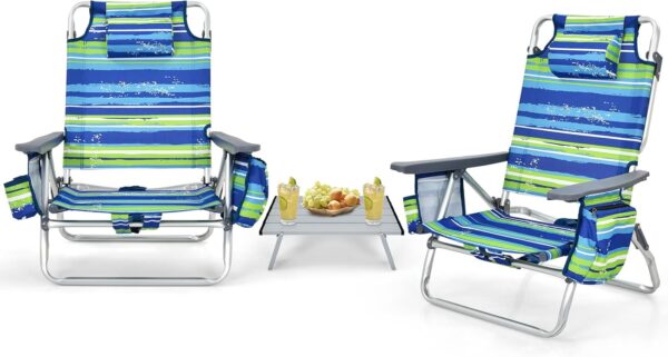 Tangkula Folding Beach Chair with Cooler, Table, and Backpack Straps
