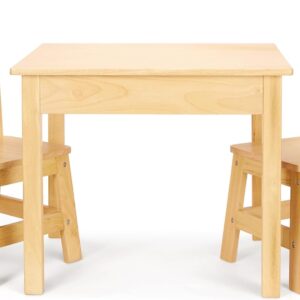 Melissa & Doug Wood Table and 2 Chairs Set, Light Finish