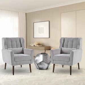 Chenille Accent Chairs (Set of 2), Modern, Grey