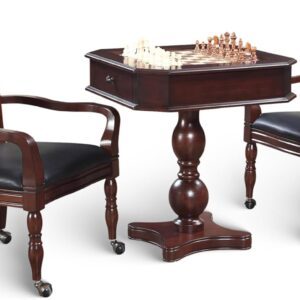 Hathaway 3-in-1 Chess, Checkers, Backgammon Table and Chairs, Mahogany