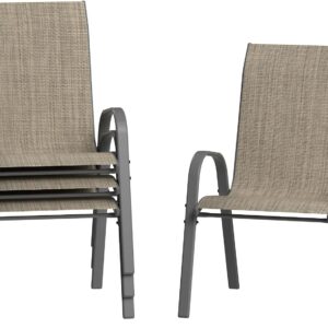 Amopatio Set of 4 Stackable Outdoor Dining Chairs, Brown