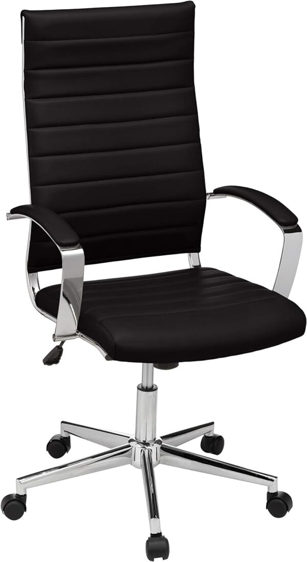Amazon Basics High-Back Desk Chair, Faux Leather, Black