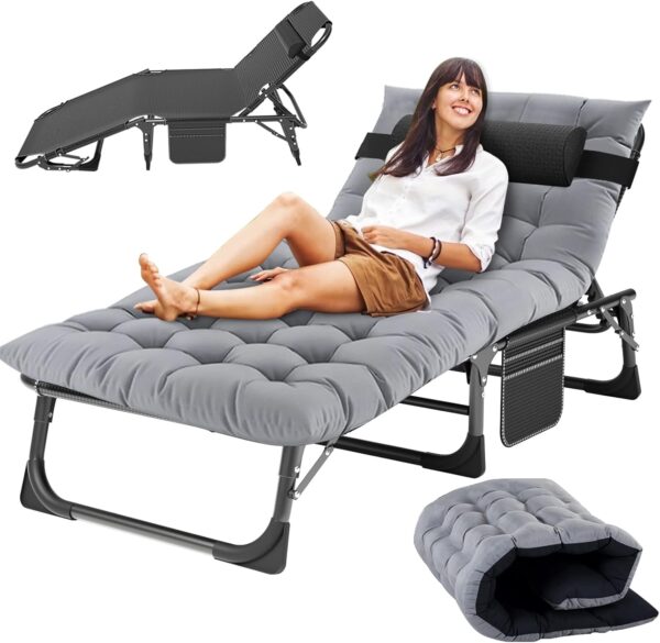 Slsy 5-Position Folding Chaise Lounge Cot, Portable