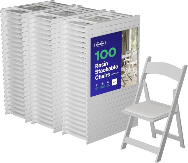 SIMPLEX Stackable Folding Chairs (Set of 100), White