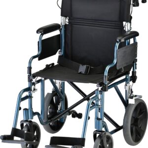 NOVA Lightweight Transport Chair with Locking Hand Brakes, Blue