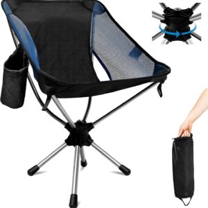360° Swivel Folding Camping Chair, Lightweight, Portable, Blue