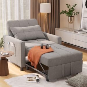 Aiho 3-in-1 Convertible Sleeper Chair, Light Gray