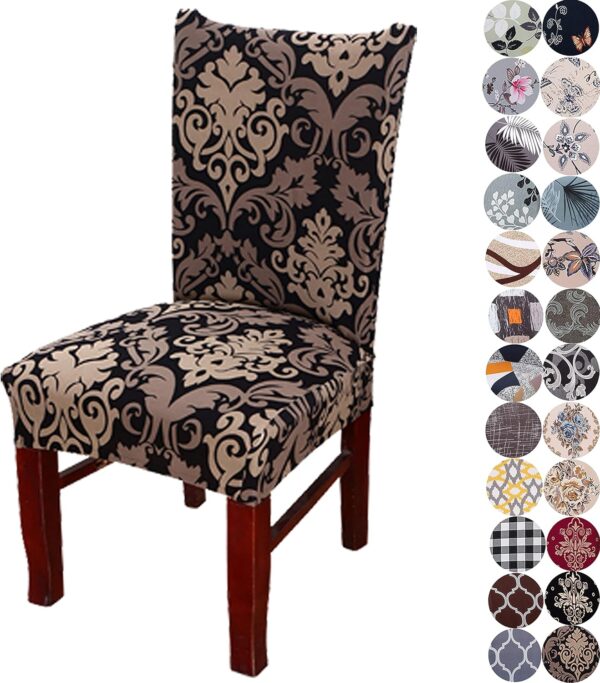 Stretchy Parson Chair Slipcovers (Set of 4), Black