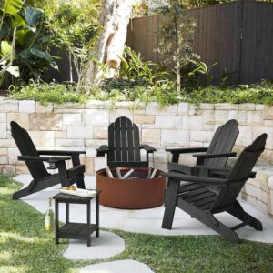 LUE BONA Folding Adirondack Chair, Black