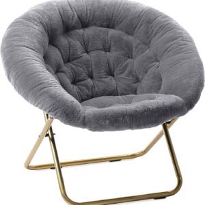 Milliard Faux Fur Saucer Chair, Foldable, X-Large, Grey