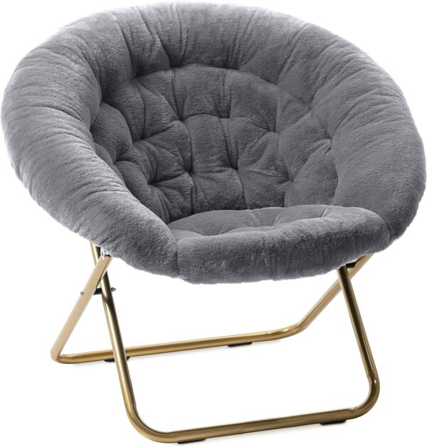 Milliard Faux Fur Saucer Chair, Foldable, X-Large, Grey